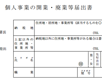 「個人事業の開業・廃業等届出書」を提出！悩むのは「職業」と「屋号」