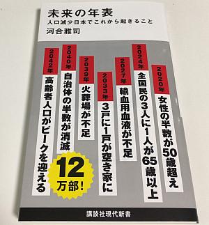 「未来の年表」を読んで自分が後期高齢者になるころの日本のことなど考えてみました